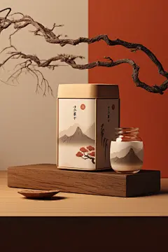 包装素材茶叶罐装包装样机模型