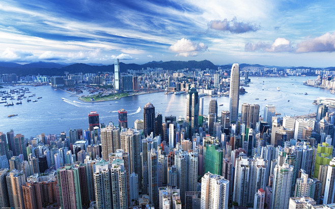 高楼大厦繁华都市香港唯美都市风光桌面壁纸...