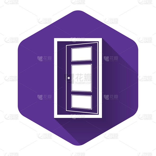 white open door icon isolated with long shadow