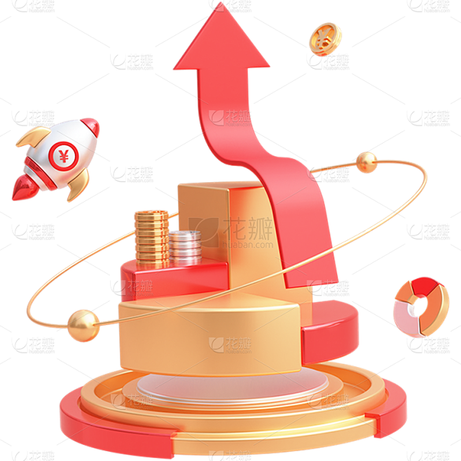 金融理财保险3D立体C4D金币组合元素