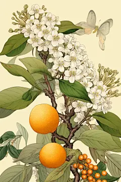 秋天秋季桂花插画