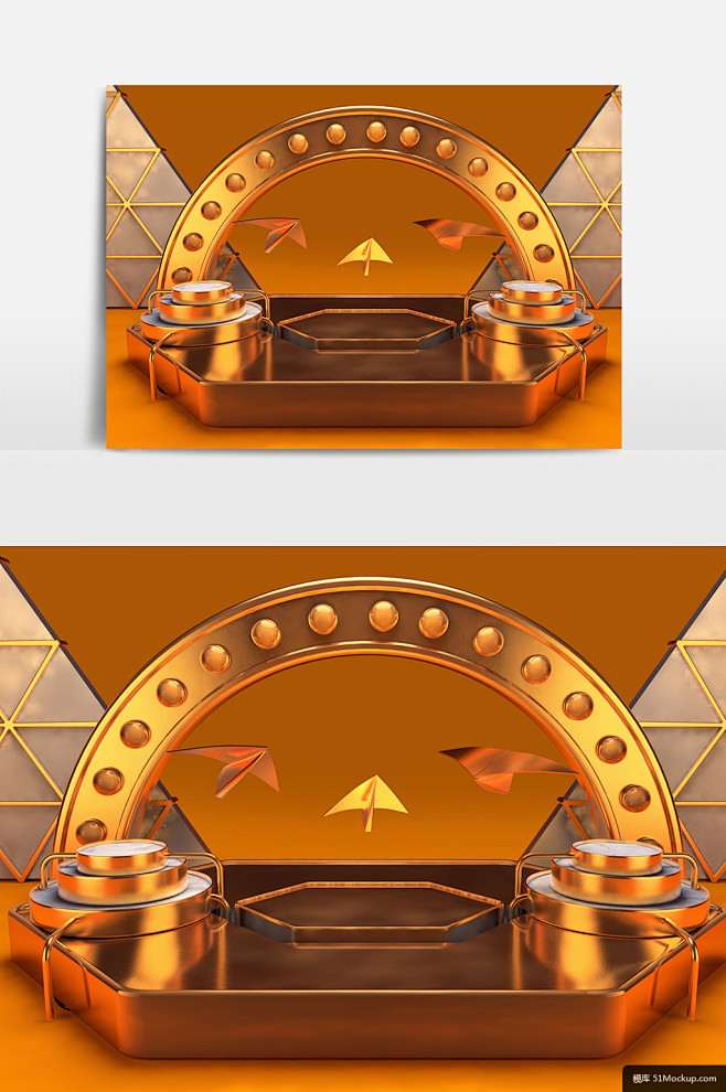 金属感盛典舞台C4D创意3D立体场景PS...
