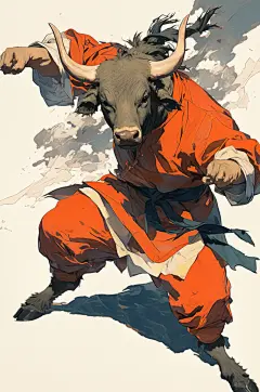 AI数字艺术国潮中国功夫动物插画-众图网