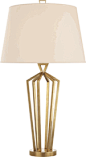 Hotel Lighting Collection: 34" Tall Contemporary Cage Form Table Lamp * Antique Brass