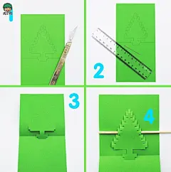 DIY立体圣诞贺卡手工教程 圣诞节立体贺卡、圣诞树贺卡模板╭★肉丁网
