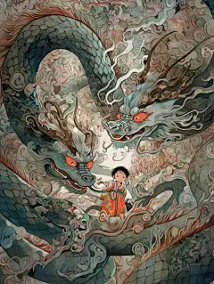 【山海经异兽录①-青龙】国风&amp;国潮插画
