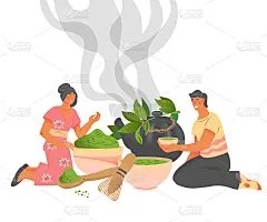 包装设计抹茶或茶馆菜单，平面矢量插图。