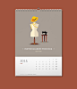 Illustrated calendar : Twelve flat vector illustrations and calendar design + one illustration for a Christmas card.