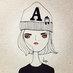 kapi复古女孩 简约系列 头像 线描 壁纸 酷酷 帽子 