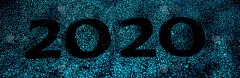 2020年新年快乐。创意拼贴数字2和零组成了2020年。美丽闪闪的金色数字2020在黑色的背景设计。