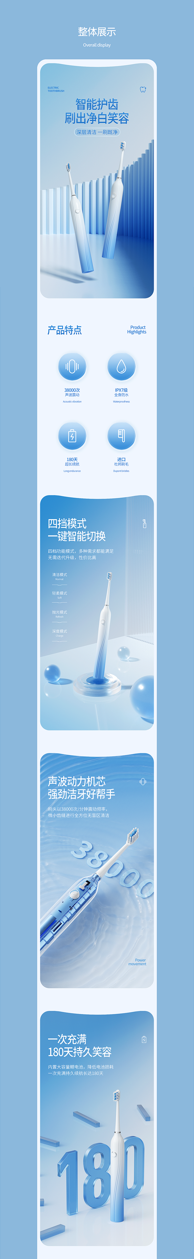 电动牙刷详情视觉分享详情页设计