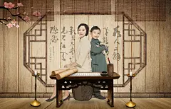 邓超孙俪全家福同款-古装全家福#儿童摄影# #壁纸#