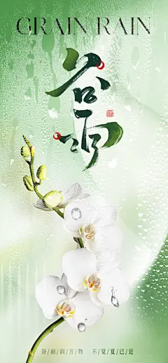 谷雨简约节日大气插画节气唯美宣传海报
