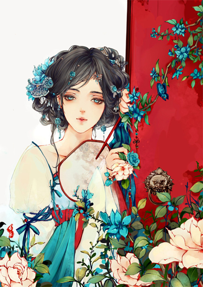 古代古风插画素材叠加嘿嘿总有一款适合你古韵中国风水彩画漫画萌