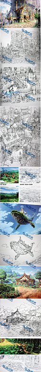 场景原画背景画集 房屋线稿 动画地图设定资料 欧式建筑参考素材-淘宝网 #房屋设定# #游戏建筑# #场景原画#