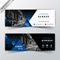 Blue geometric back and front web banner Free Vector