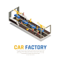 Car factory isometric composition