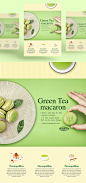 清新绿茶甜点马卡龙PSD模板：Fresh Green Tea Macarons PSD template :  