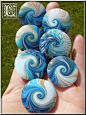 Swirled lentil beads made from polymer clay by Lolo60W.: 