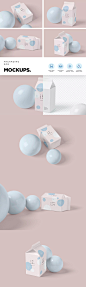 小型果汁/牛奶包装盒模型样机（PSD） 
