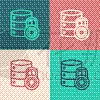 绘画插图,挂锁,波普风,关闭的,网络服务器,安全,安全的,概念,矢量,计算机图标