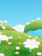 3d blender, fantasy land, in the style of neo-geo minimalism, flower and nature motifs, 32k uhd, minimalist backgrounds, cute cartoonish designs, rectangular fields, marguerite blasingame