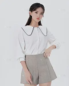服饰系列实景模特穿着衬衫裤子格子套装LYQ_35.衬衫裤子，格子套装_IMG_1763
