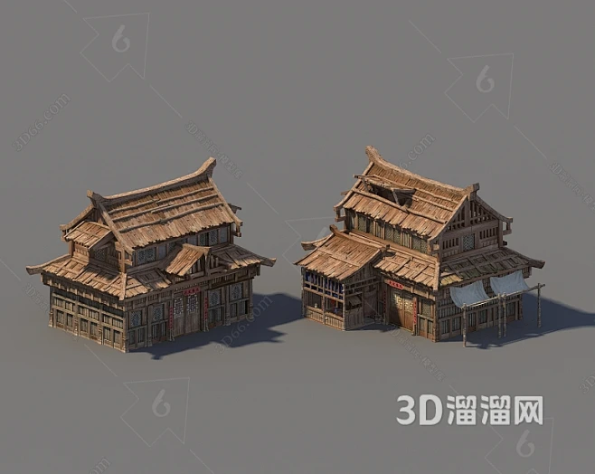 中式 古建 木板房 木房子 木屋 古代贫民 木建筑 中国古代酒楼 写实古代平民房子3D模型-花瓣网