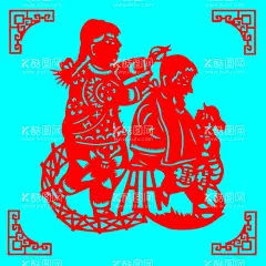 理发剪纸  - 源文件下载【酷图网】理发,人物,儿童,剪纸,线条,矢量,传统,装饰,窗花,插画