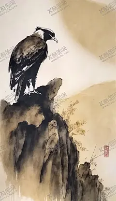 国画山鹰图 【酷图网】国画,奇石,山崖,山鹰,老鹰,水墨画,苍松,鹰,鸟,中国风,高清壁纸,手机壁纸,PNG,