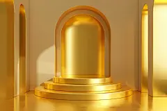 高端的金色电商空间展示台