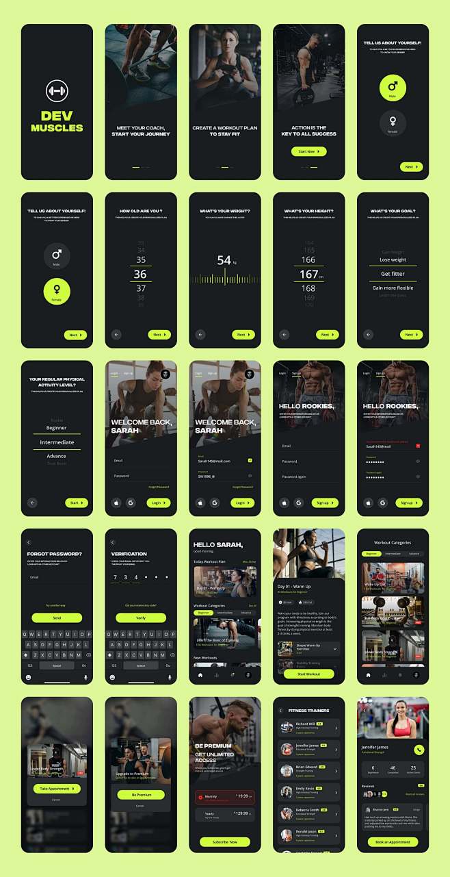 UI设计app ui界面设计健身瑜伽运动健身房