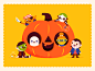 Pumpkin Pals halloween ghost kids costume pirate skeleton vampire jackolantern pumpkin trick or treat vector holiday character cute illustration