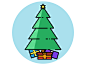 Happy Holidays! christmas tree stroke line flat gifts presents holiday tree christmas