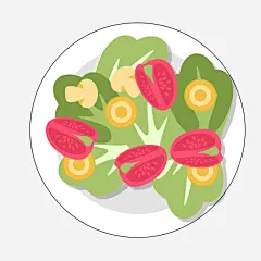 卡通蔬菜沙拉免抠素材_新图网 https://ixintu.com 卡通食物 圣女果 绿色食品 背景装饰 蔬菜沙拉