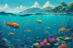 动物鱼类海鱼深海海洋生物珊瑚海洋插画图片