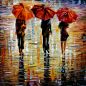 Three Red umbrellas by Leonidafremov