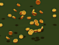 Coin meshes added to a particle system :)