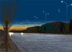 -插画家园-插画家园在地铁上画画-插画家园再过些日子，早起上班就看不到夜景了-插画家园