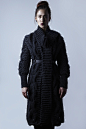 Amy Hall, Heavily cabled hand knitted coat.