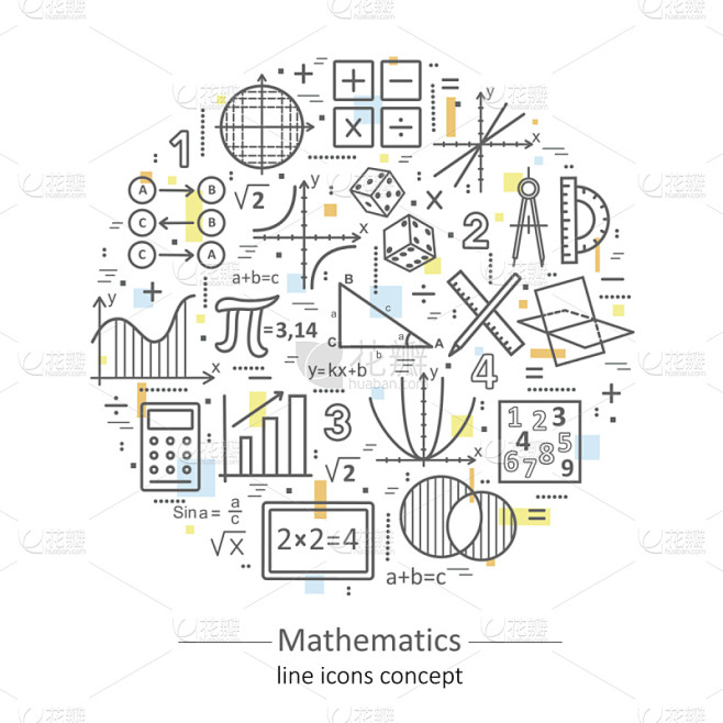 数学符号,细的,概念,彩色图片,极简构图...