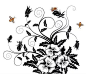 昆虫花朵剪影素材EPS文件|雕刻素材|海报背景|黑白|花朵|简约设计|设计素材|矢量素材|矢量图|印花素材