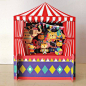 big top,stage,fun,childrens card,circus,band,elephant,bunting,colourful,Laser cut card,pop out card,3d gift card,3d,gift card