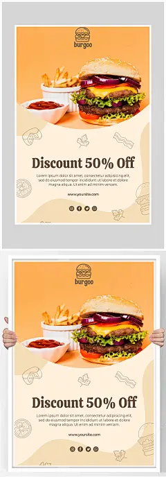 创意快餐汉堡外卖海报设计