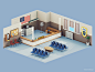 Low Poly  Police Department Room | 3d | Retro police department police station 3d game icon design game low poly lowpoly lowpolyart 3dart gif low poly icon 3dartist room desk