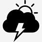 电风暴天气符号图标 https://88ICON.com 云 天气 光线 雷电 电气 风暴 太阳 螺栓 闪电 山楂天气填