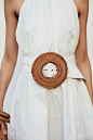 Gemma Belt - White : Wide belt features our classic circle Rattan buckle.