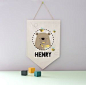 Personalised Hunny Thief Bear Hanging Canvas Wall Flag - gifts for babies