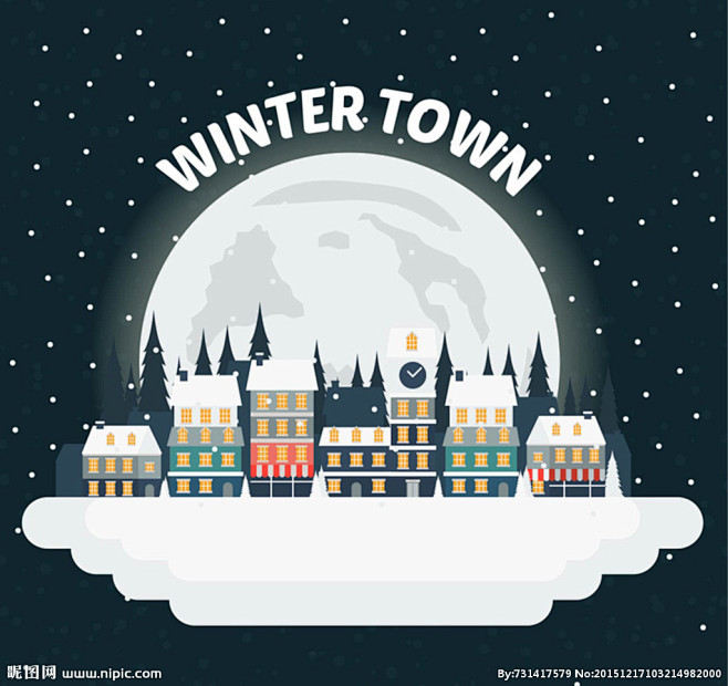 卡通冬季城市平安夜海报背景