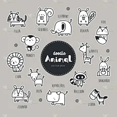 动物,乱画,动物手,儿童,婴儿,可爱的,性格,清新,收集,绘制